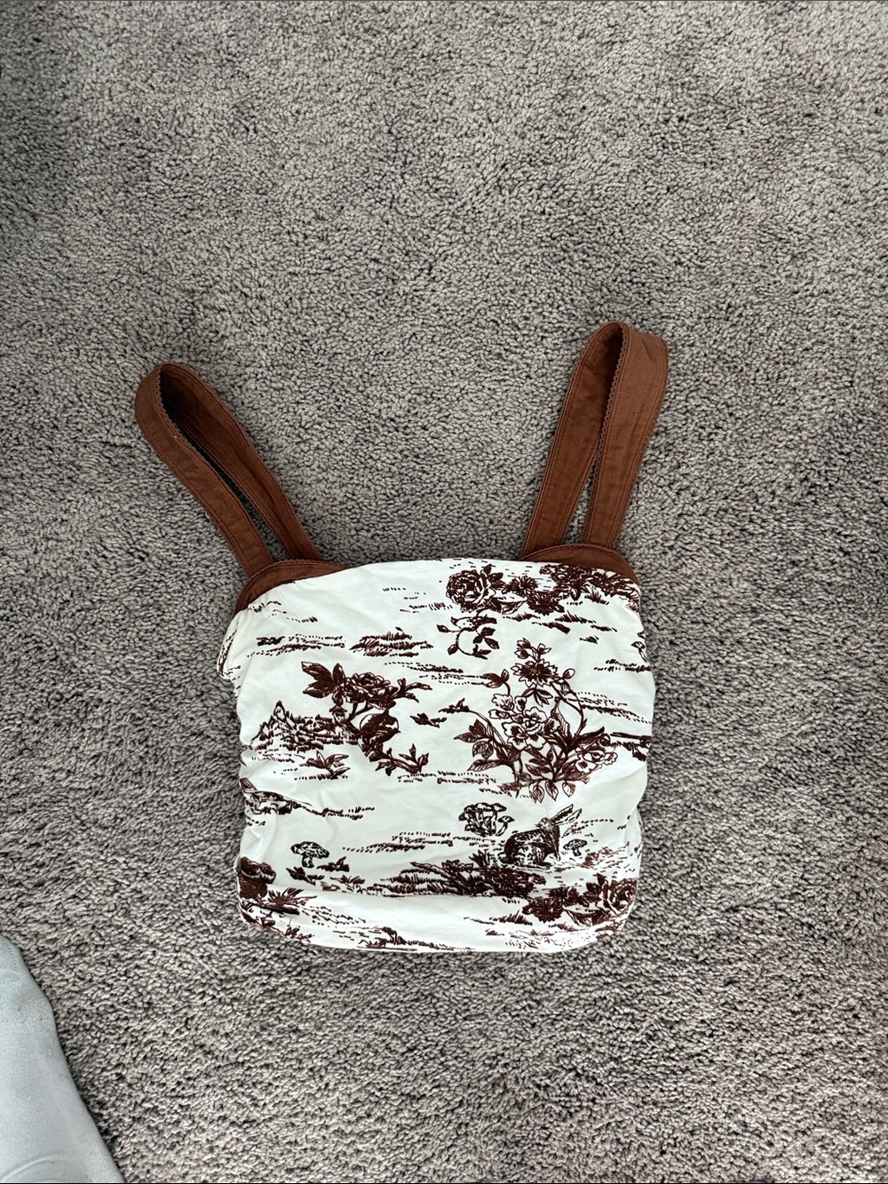 Brown & Cream Floral Toile Free People Top